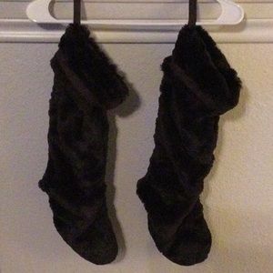 Dark Brown Velour Velvet Christmas Stockings